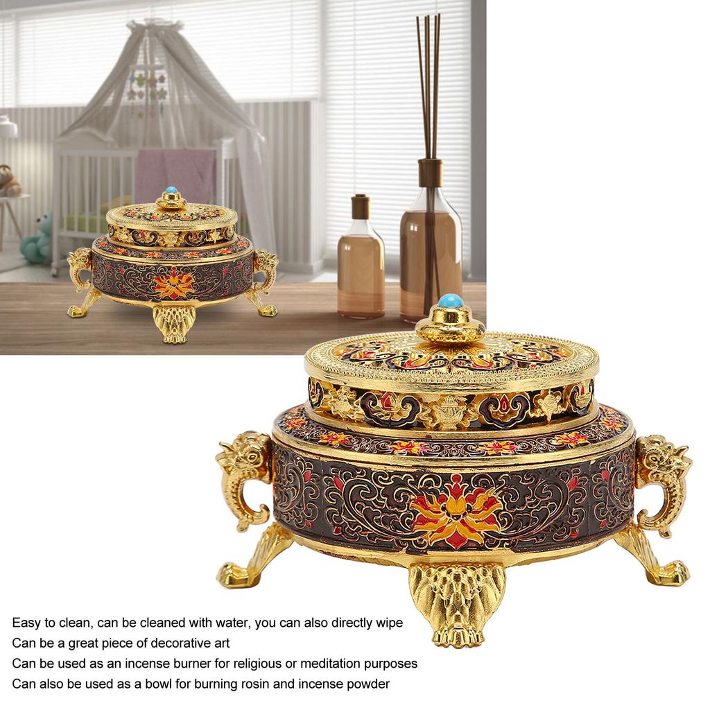 Trinket Incense   with Lid Handcraft Antique Polished Process for Decoration Meditation Room