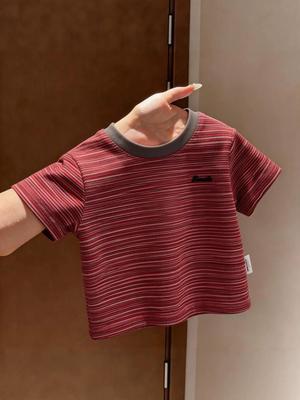Weiches gestreiftes Kurzarm-Sommer-T-Shirt für Kinder (Jungen & Mädchen) - Neuer koreanischer Stil