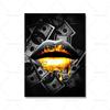 Modern Golden Lips Dollar Money Poster Print Wall Art Luxury Art Canvas Painting Abstract Pictures for Living Room Home Decor No Frame