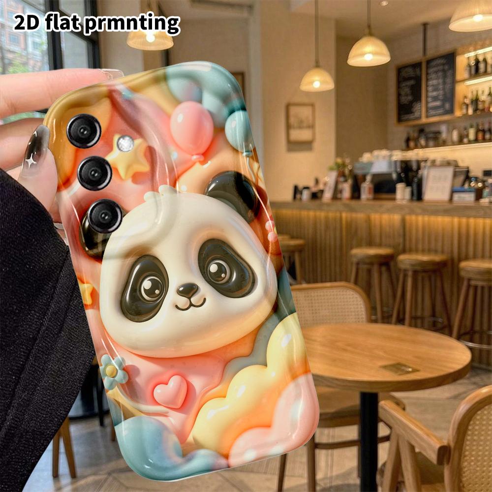 Phone Case: 2D Flat Design Suitable for Samsung Galaxy A34 A35 M05 M06 S20 S22 S21 FE Plus 5G Protective Case, Big Panda Head, Perfect Christmas and H