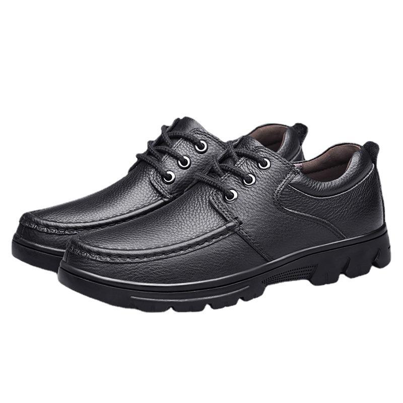 Spring and Autumn large-size shoes large-size cotton hole casual shoes leather shoes middle-aged men's shoes