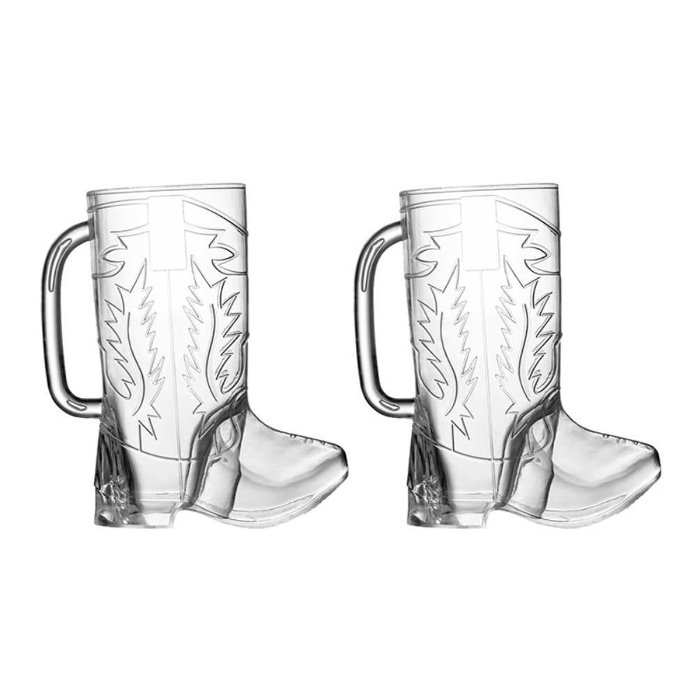 

2PCS with Handle Plastic Cowboy Boot Cup 17 Oz Beer Mug Creative Liqueur Cup Bar 2 Pcs
