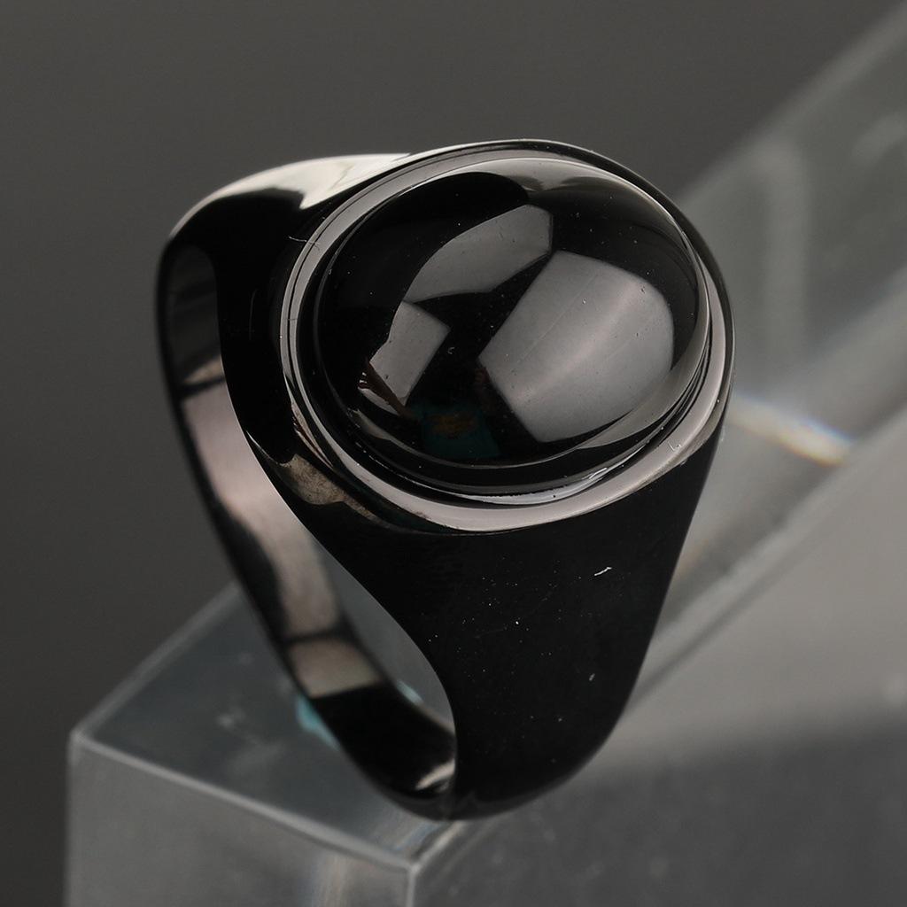 Black Onyx Men's Punk Fashion Hand Accessories Street Hip Hop Cat's Eye Ring