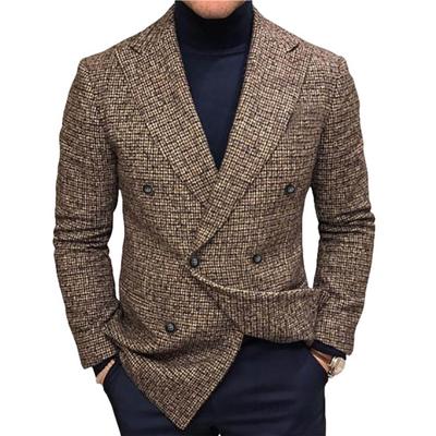 Pánské sako Slim Fit Turndown Límec Jednobarevné Streetwear Podzim Zima Britský styl Knoflíky Oblek Bunda Kabát do kanceláře