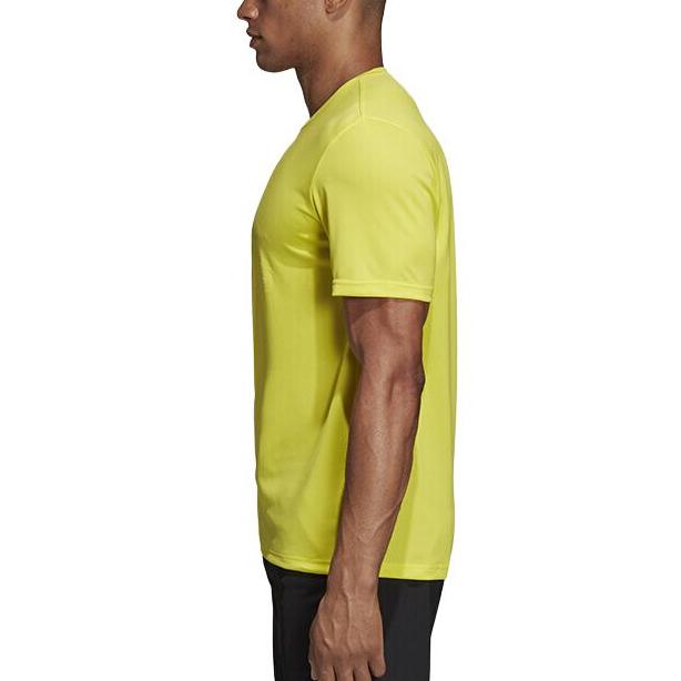 adidas T Shirts Men's Yellow Crew Neck Moderate Straight Fit CW7085
