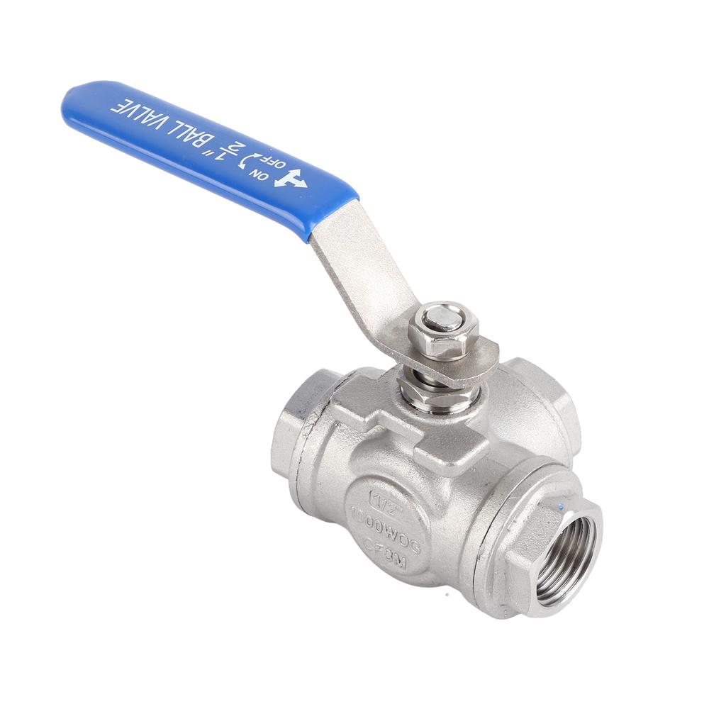 Stainless Steel SUS304 Pipe T Port Ball Valve Three Way Type Female Thread DN15