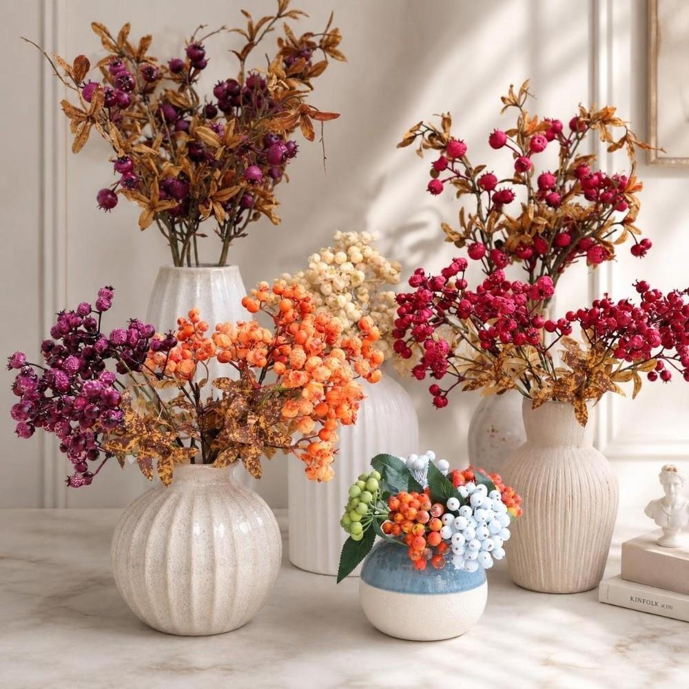 Fruit With Leaves Artificial Pomegranate Branches Wedding Home Decoration