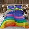 Rainbow Bedspread Queen/Full People Celebrating International Day for LGBT Community Quilt Set Colorful Rainbow Striped Coverlet