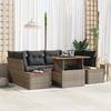 VidaXL 7-piece Garden Dining Set with Cushions In Grey Poly Rattan and Acacia 3350036