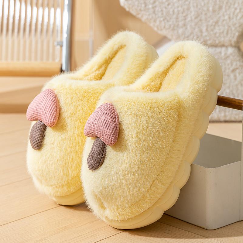 Cotton Slippers Thick Bottom Women's Home Use Spring and Autumn Winter Indoor Warm Non-slip Home Winter Plush Men