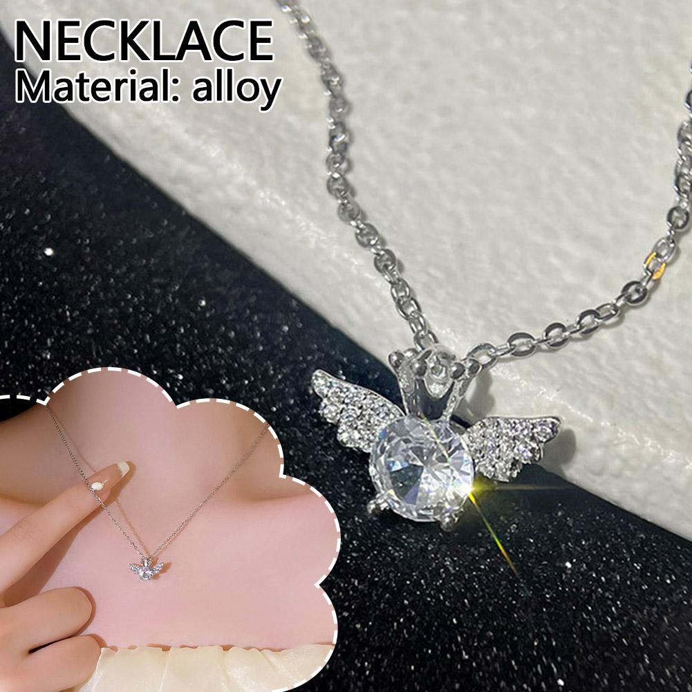 New Fashion Women's Sweet Angel Crown Wings Pendant Jewelry Accessory Luxury Clavicle Versatile S8T4