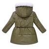 4-12 Years Kids Girls Winter Warm Winproof Hooded Coat Mid Length Jacket