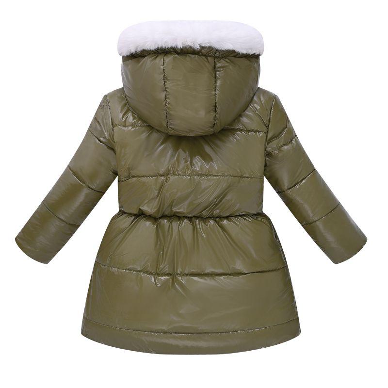 4-12 Years Kids Girls Winter Warm Winproof Hooded Coat Mid Length Jacket