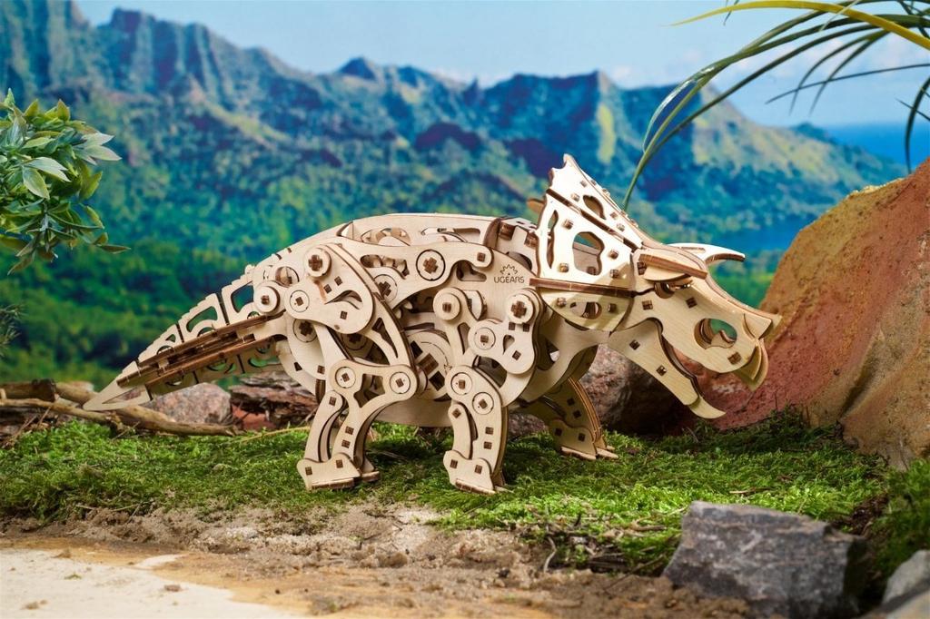 Puzzle 3d drewniane dinozaur triceratops ugears