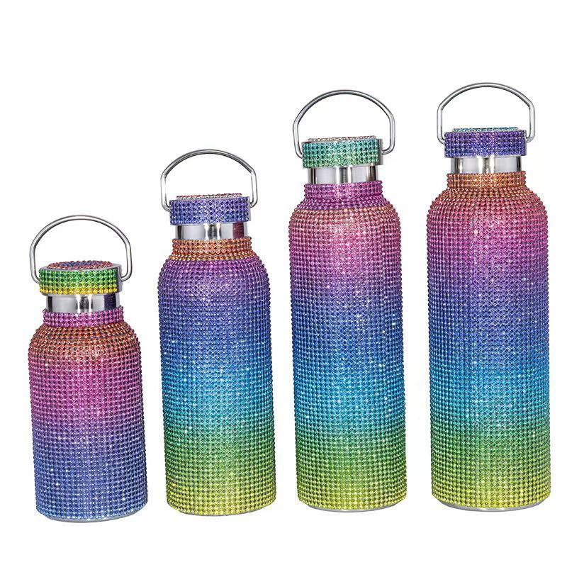 Botella de Agua Aislada de Acero Inoxidable de Doble Capa con Pedrería
