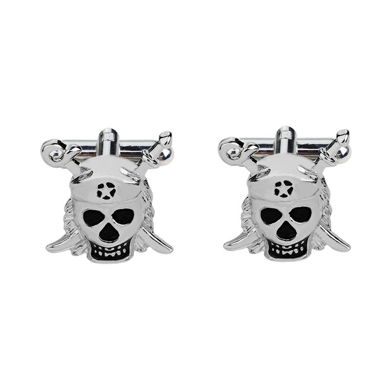 Personality Pirate Skull Cufflinks Silver Tone Death's Head Shaped Gemelos