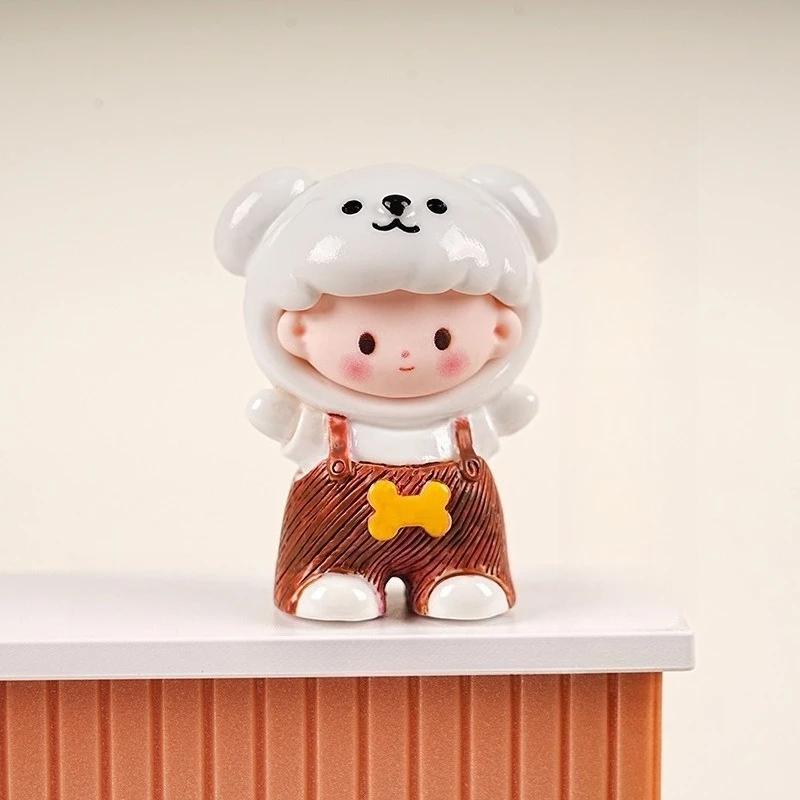 Chinese Zodiac Cartoon Figurines Resin Cute Doll House Miniatures Office Desktop Car Decorations Cute Handmade Mini Ornaments