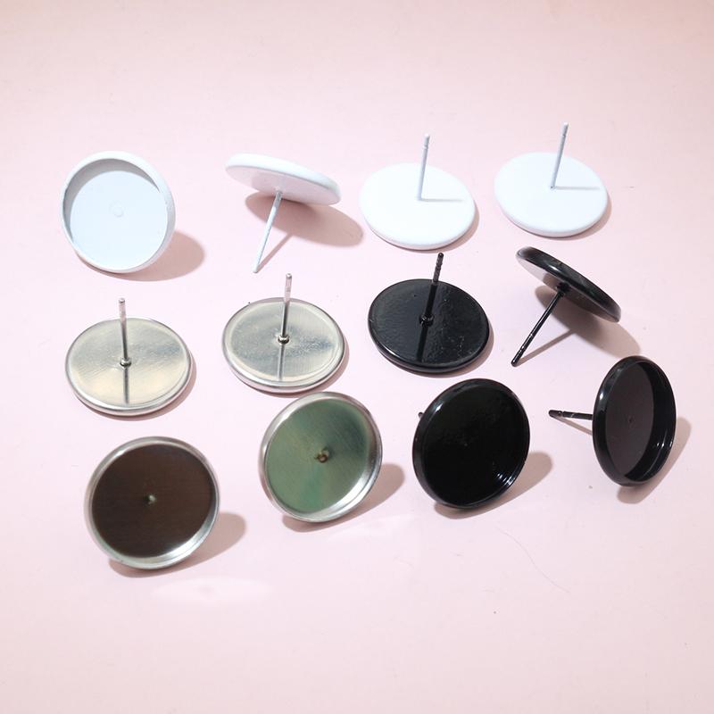 20pcs 14mm Inner Size Studs Earring Cabochons Blank Base Setting Tray Stainless Steel DIY Earring Bezel Jewelry Accessories