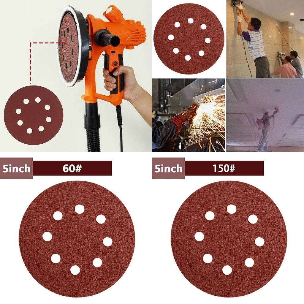 Versatile 5-inch 8-hole Sanding Discs For Wood And Metal High Wear-resisting