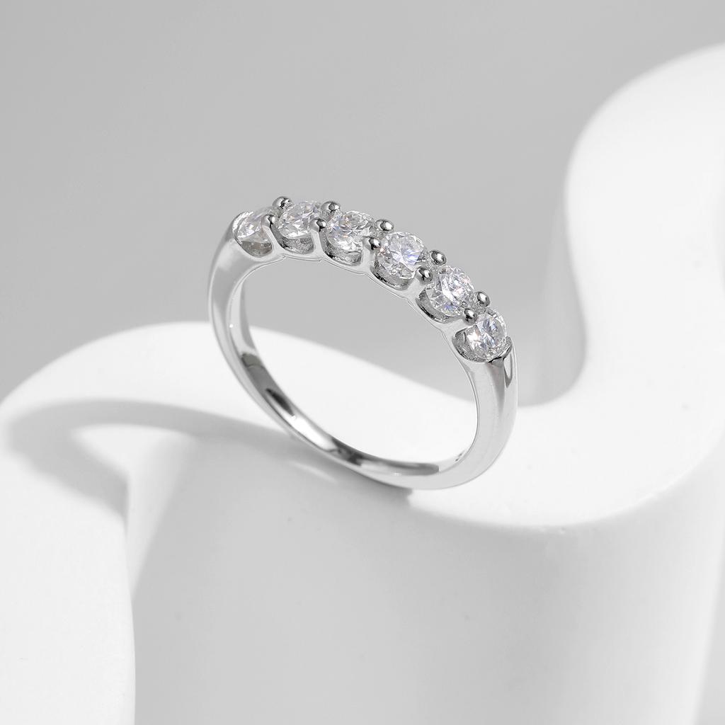 D Color VVS1 EX Round Moissanite Ring 925 Sterling Silver Eternity Bands Rings Women Wedding Engagement Luxury Jewelry