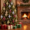 12Pcs Plastic Golden Octagonal Star Ornaments Special-shaped 3D Christmas Tree Star Decorations 12Pcs Electroplated