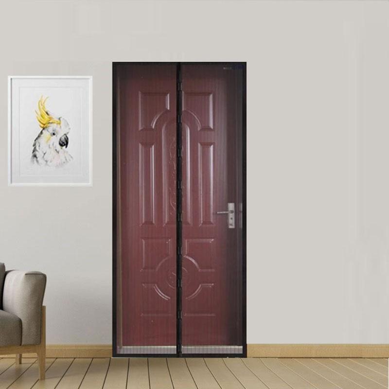 Magnetic Snap Screen Door Curtain, Polyester Meshes Frame Hook, Fit Door Up To 210cm
