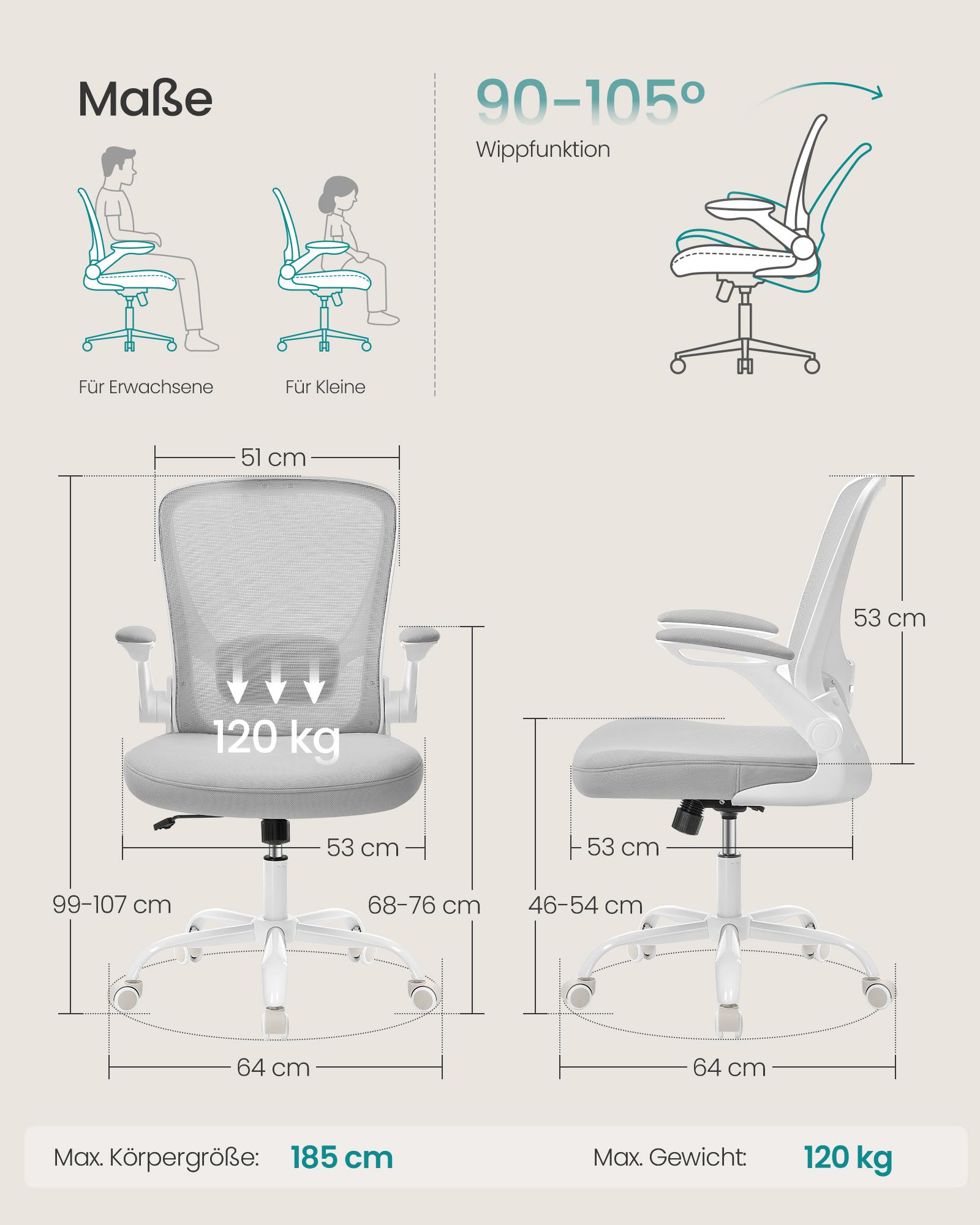 SONGMICS Swivel Office Chair, Ergonomic Mesh