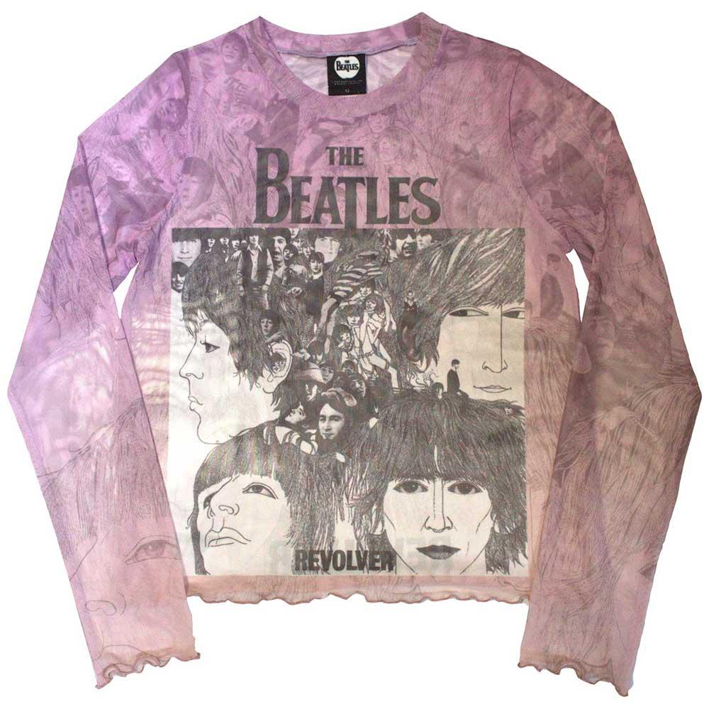 The Beatles Womens/Ladies Revolver Mesh Long-Sleeved Crop Top
