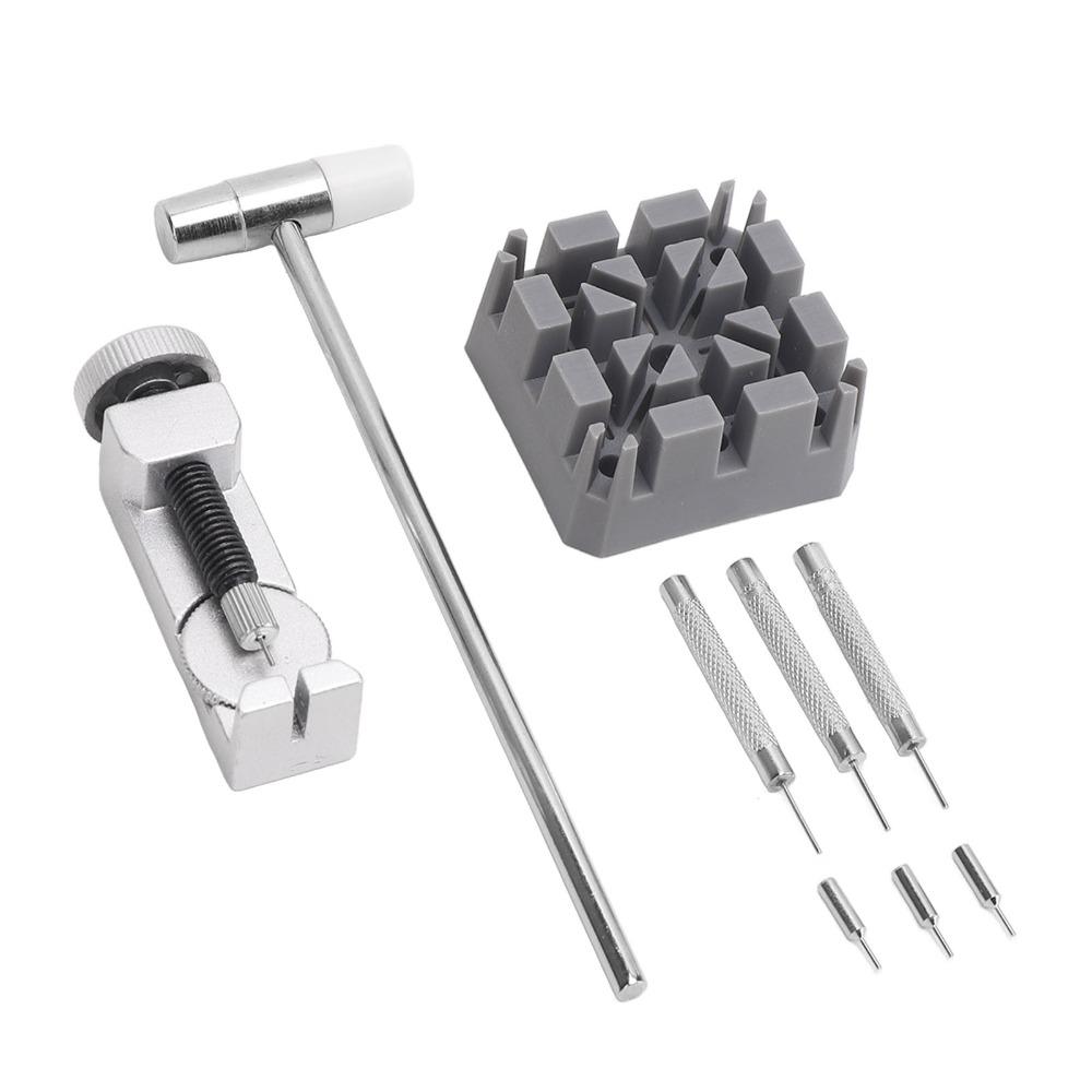 9Pcs Silver Watch Movement Holder Stand Mini Hammer & Punch Pin Set  Watch Link Pin Removal