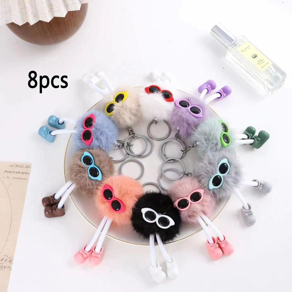 High Value Long Leg Glasses Plush Pendant Small Couple School Event Gift Keychain