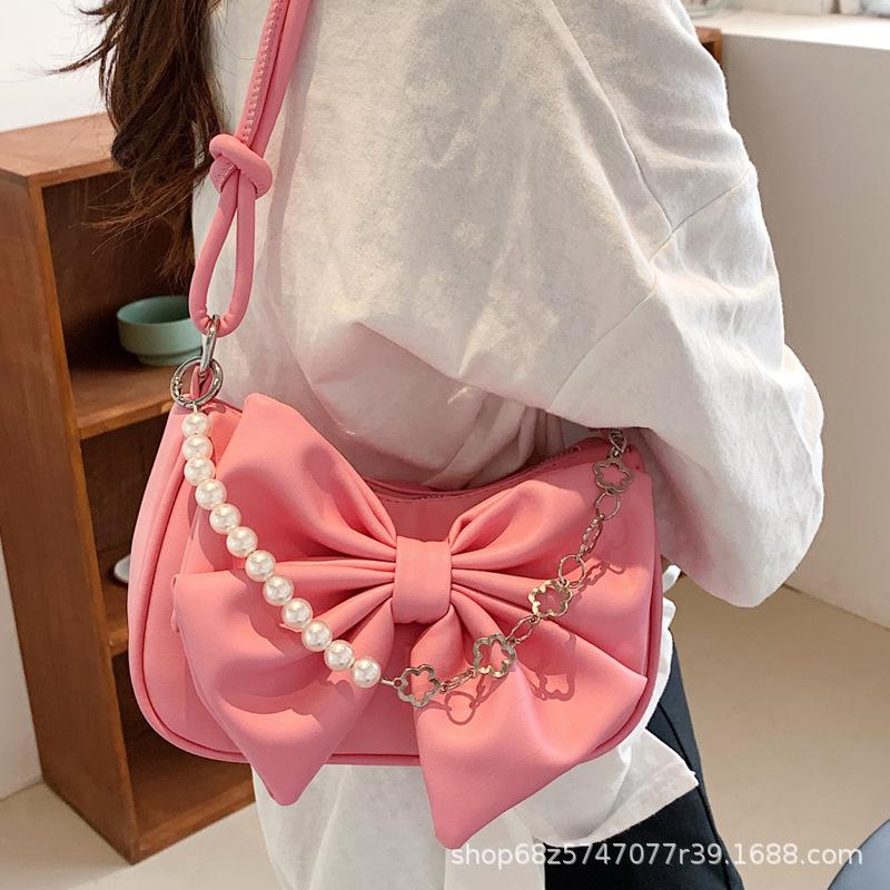 Foreign Style Bow Love Chain Underarm Bag Women's 2025 New Korean Version Niche Design Single Shoulder Messenger Bag