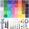 40 Colors Jelly Resin Bedazzling Kit,3mm Flatback Gems Bedazzler Kit with Rhinestones &B7000 Glue & Tools for Crafts,Nails,Shoes