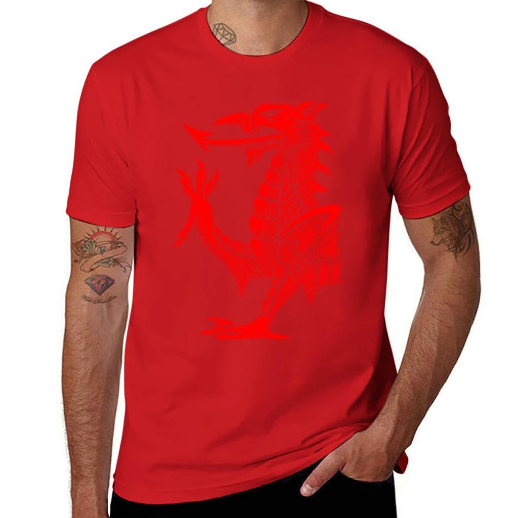 Welsh Dragon  Red Hatching TShirt Aesthetic Clothes Plus Size Tops Summer Top Tops Men Clothings