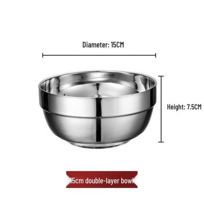 15cm 304 Edelstahl Doppelwandige Anti-Verbrüh-Schüssel