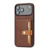 For iPhone 17 Pro Max Case Calf Texture Card Holder PU Leather+TPU Kicsktand Phone Cover