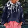 Women's Floral Print Loose Casual Long Sleeved Hooded Sweatshirt