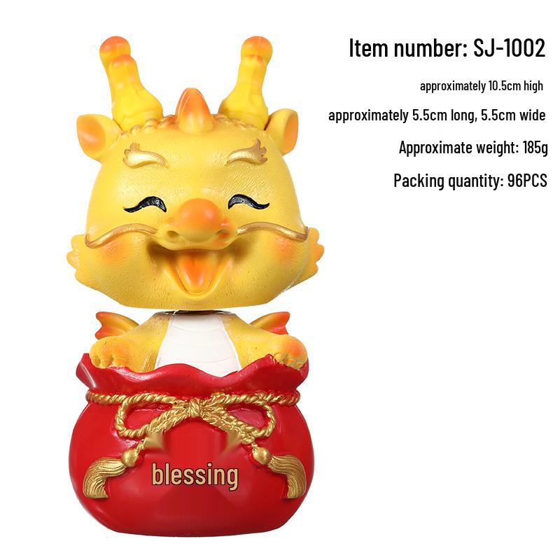 New Year Dragon Shaking Head Figurine - Cute Cartoon Dragon Desktop Decor