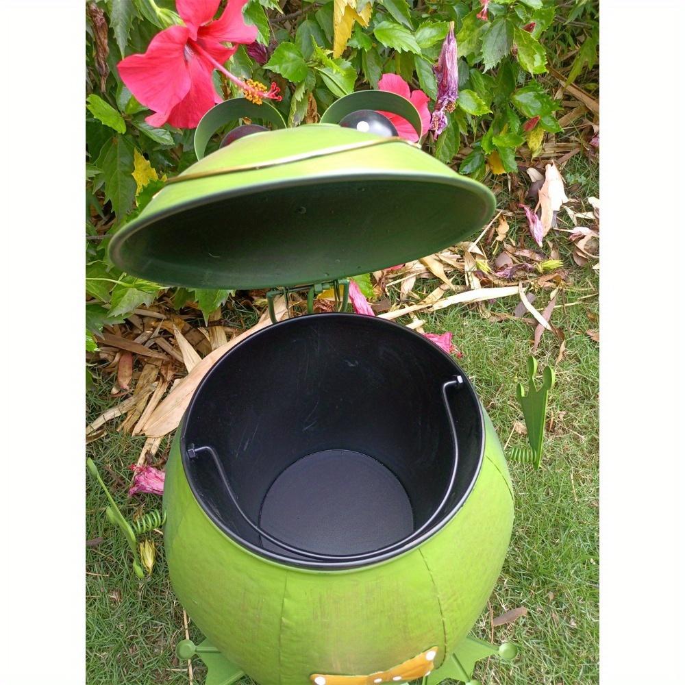 1 Rustproof Iron Frog Trash Can , Outdoor Garden Lawn Decorative Bin, Rain-Resistant Photo Prop for Courtyard and Airbnb Decoration