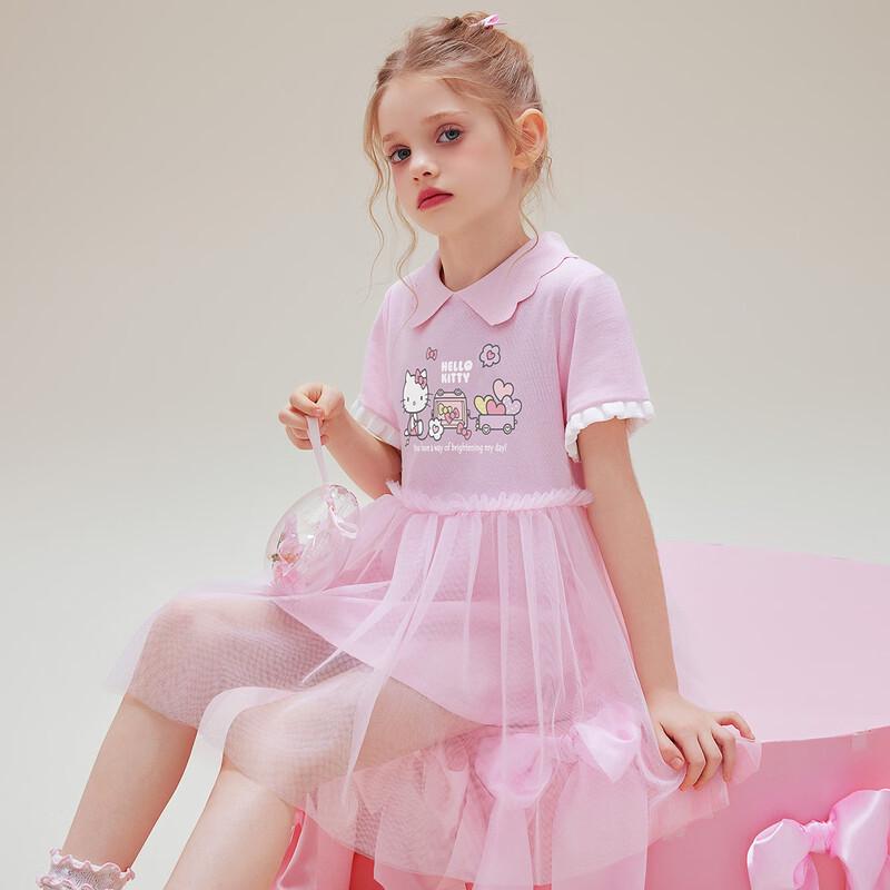Hello Kitty Girls' Summer Cartoon Print Mesh Dress