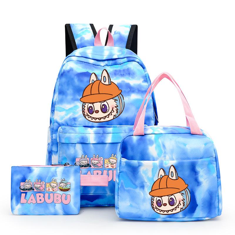 3Pcs/set  Printed Backpack with Lunch Bag Pencil Case Boy Girl Knapsack Teenage Student Large Capacity Colorful Bookbag