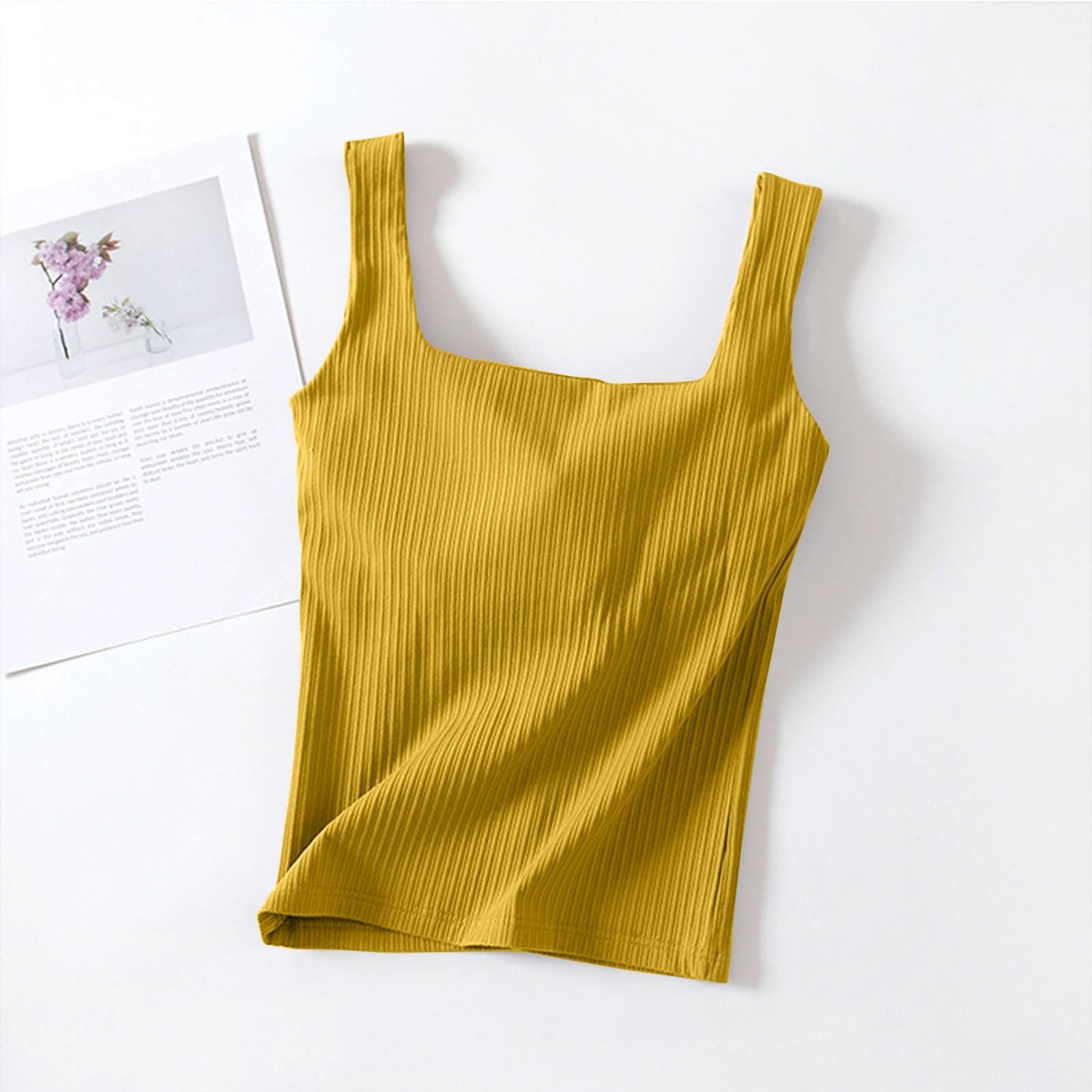 

Women s Camisole Tank Top Women s Summer One-piece Non-Steel Ring With Chest Pad Top S жовтий