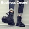 2025 New Men's Boots British Style Motorcycle Boots Solid Color High Top Casual Sneakers Lace-up Non-slip Men’s Boot