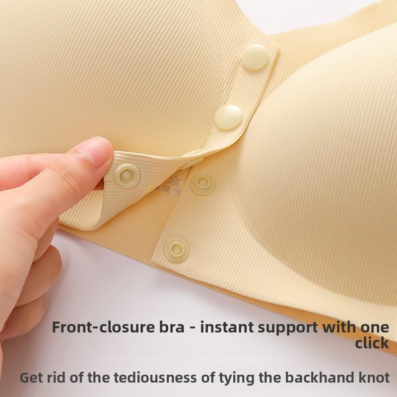 Seamless Ice Silk Bra Mature Women Front Closure Fixed Cup Thin Wireless Tank Top Sports Bra Push Up Comfortable Supportive Underwear