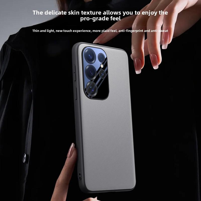 Pu Leather Soft Edged Silicone Phone Case for Samsung for Galaxy S25 Plus S25 Ultra Camera Protection Shockproof Cover