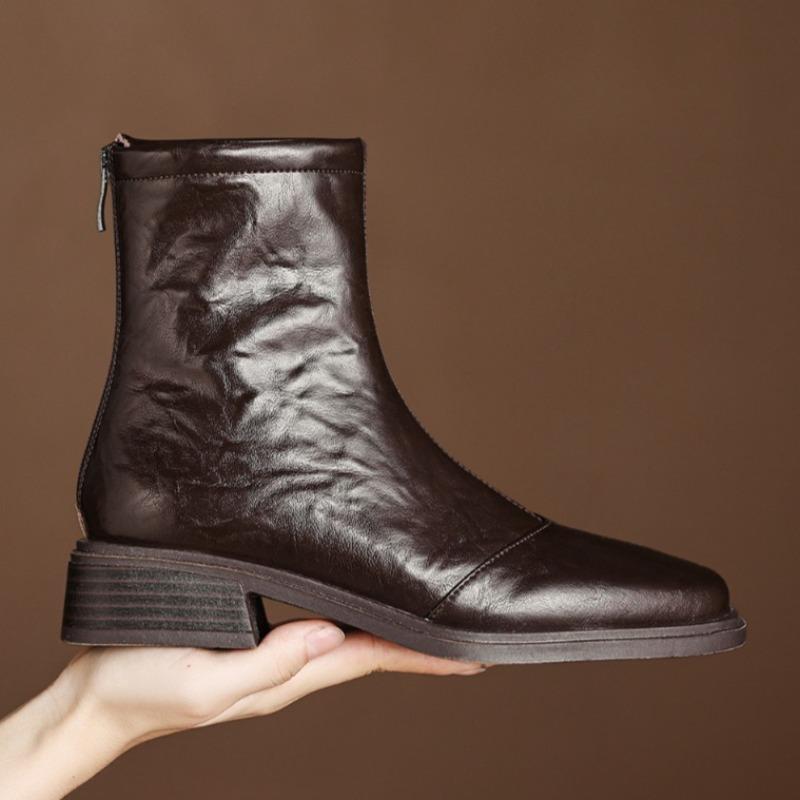 Fashion Heeled Women Square Toe Ankle Boots Designer Classical Shoes 2025 Winter New Fashion Short Boots Chunky Dress Zapatillas Mujer