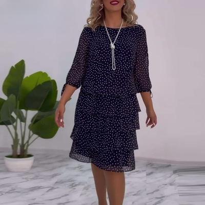 אופנה נשים קיץ אביב שרוולים קצרים עם צווארון שמלות קז'ואל