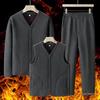 Grandpa’s Autumn & Winter Thickened Cotton Outfit: Velvet Three-Piece Set and Two-Piece Set for Middle-Aged & Elderly.