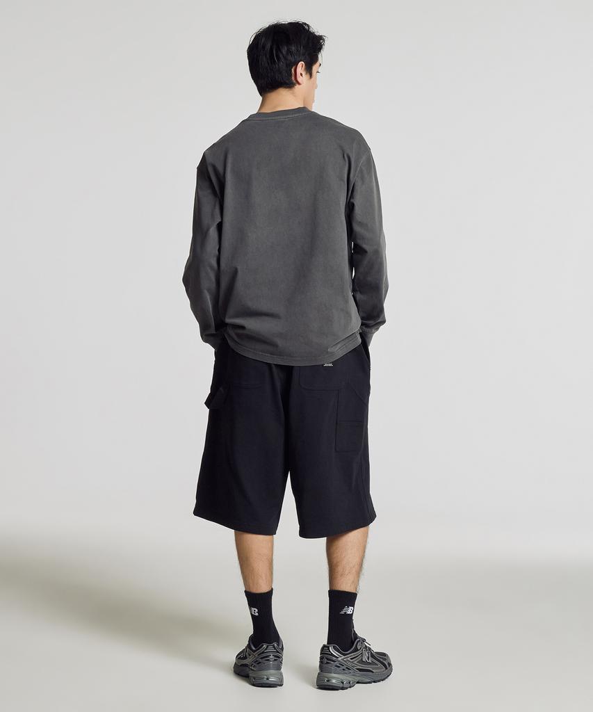 Nyuballanseu Nbndg21204 / Uni Essential Small Logo Washed Long Sleeve Tee (Charcoal)