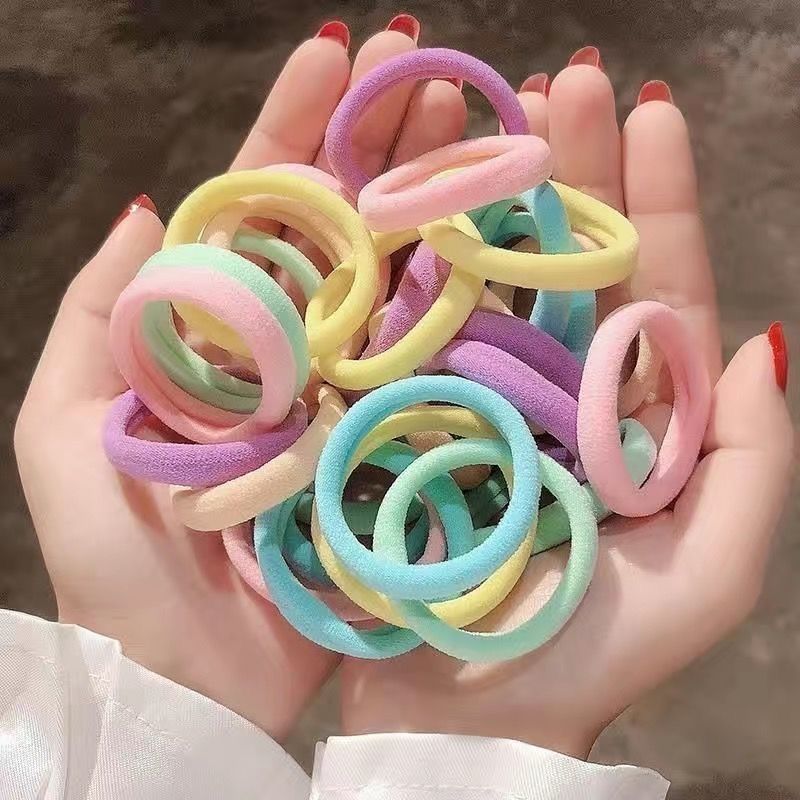 50PCS/Set New Women Girls Candy Colors Nylon Basic Scrunchie Hair Tie Ponytail Hold Hair Rubber Bands Fashion Hair Accessories