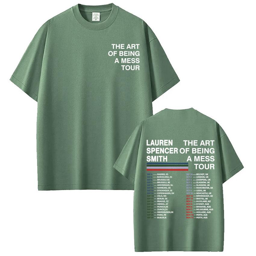 Lauren Spencer Smith The Art of Being A Mess Tour Vintage Tees Men Women Fashion Loose T-shirt Cotton Casual T-shirts Fan Gifts